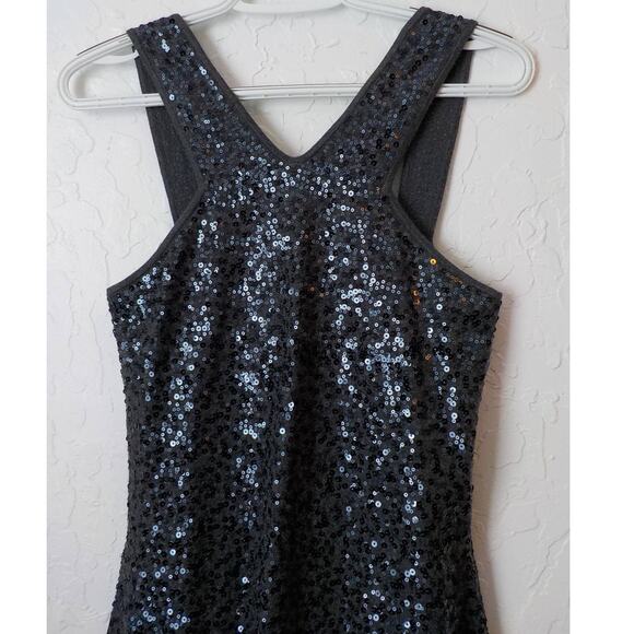 Ann Taylor Gray Knit Full Sequin Dress Small Petite Racetrack Sexy Prom Party - Picture 3 of 13